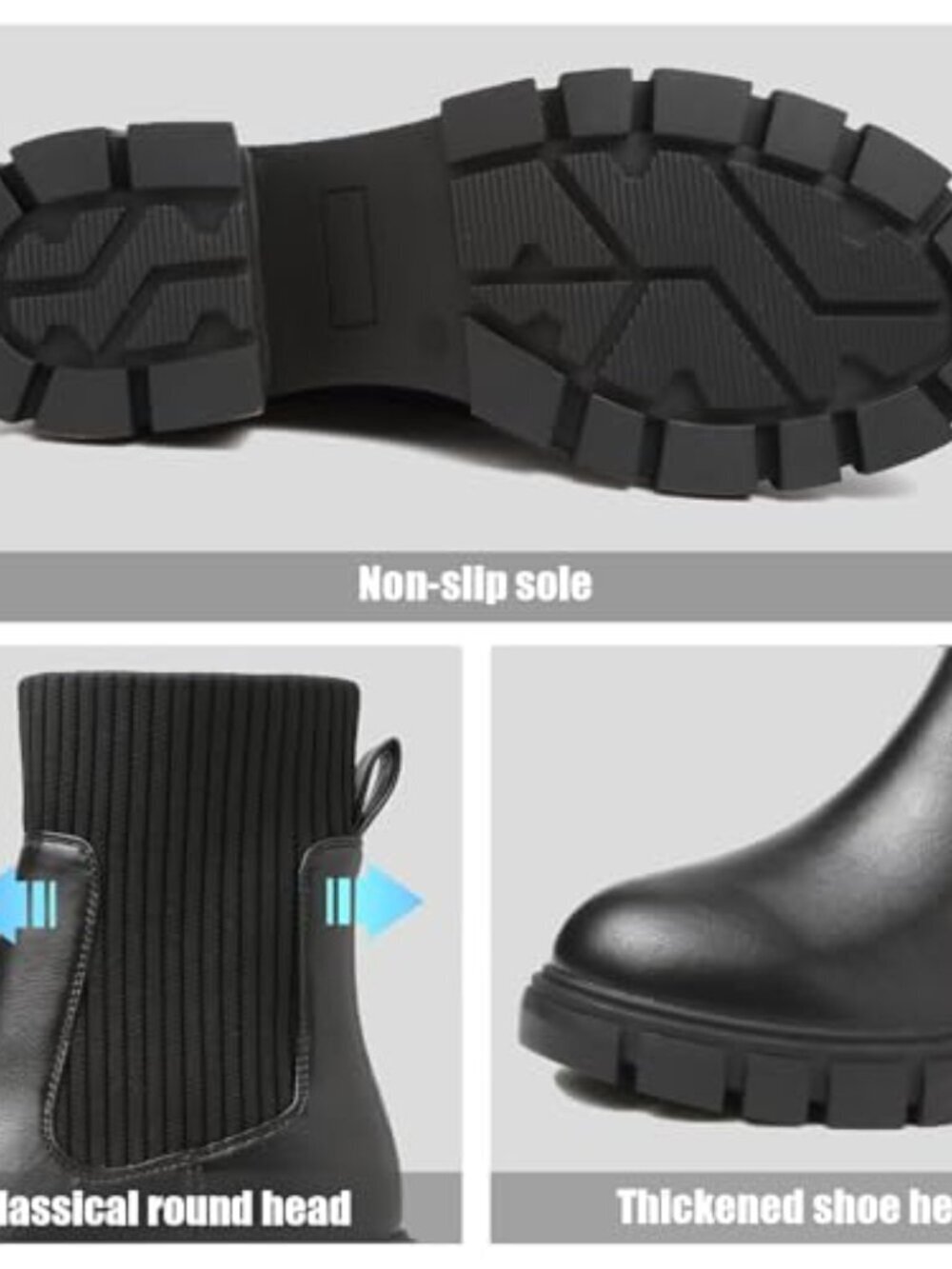 🆕 Women's Chelsea Platform Ankle Boots - Picture 5 of 7